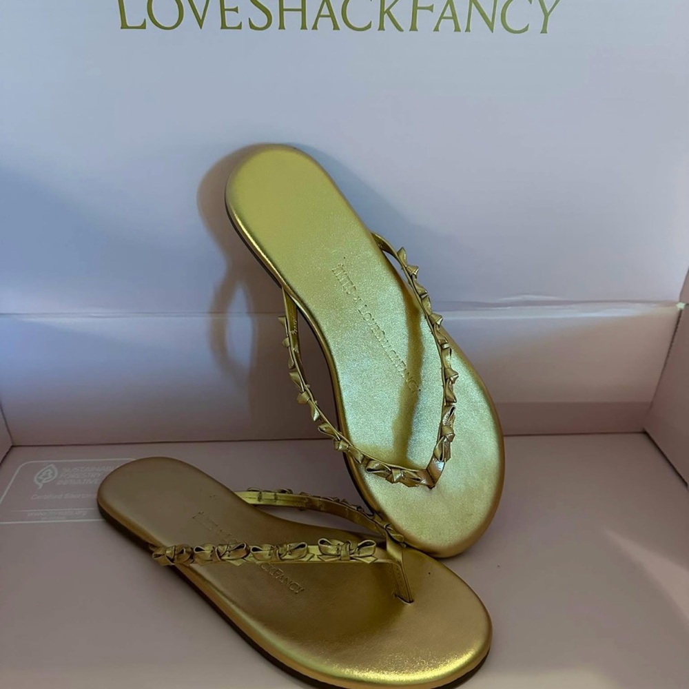 LoveShackFancy Gold Glam Sandals